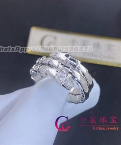Bulgari Serpenti Viper Two-Coil Ring 18K White Gold Set With Demi-Pav?? Diamonds