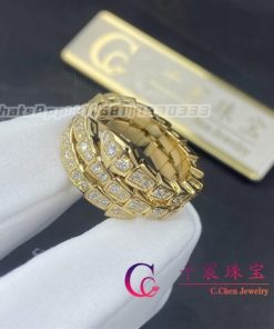 Bulgari Serpenti Viper Two-Coil Yellow Gold Ring Set With Pav?? Diamonds