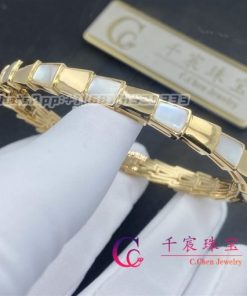 Bulgari Serpenti Viper Yellow Gold bracelet set with mother of pearl elements