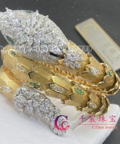 Bulgari Serpenti Yellow Gold Bracelet Diamond And Emerald Bracelet