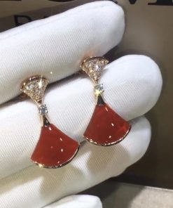 Bvlgari Divas?? Dream Earring Rose Gold Set with Carnelian and Diamonds 350853