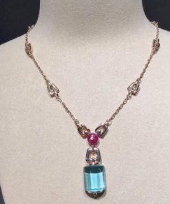 Bvlgari Mvsa Necklace with Blue Topaz Rubellite Beads 350484 CL857168
