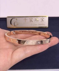 Bvlgari rose gold bangle Bracelet set with twelve diamonds 354024