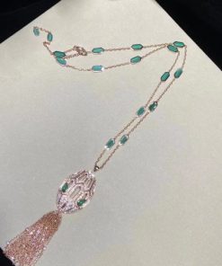Bvlgari Serpenti Necklace Rose Gold Diamonds and Malachite