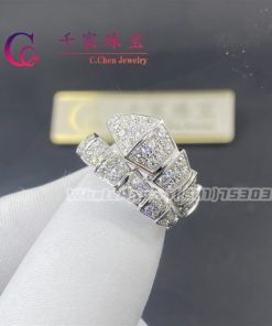 Bvlgari Serpenti One Coil Ring White Gold Set with Full Pav?? Diamonds 345209