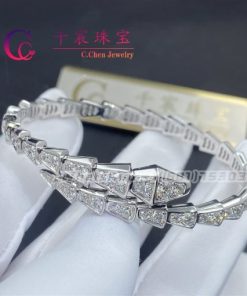 Bvlgari Serpenti One-coil Slim Bracelet White Gold Set with Full Pav?? Diamonds 351844