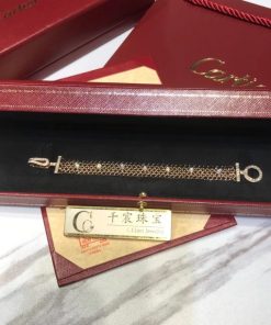 Cartier Agrafe Bracelet Woman Rose Gold Diamond Agrafe R??sille Bracelet