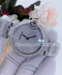 Cartier Ballon Bleu De Cartier Watch 33 MM White Gold Diamonds WE902048