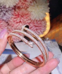 Cartier Juste Un Clou Bracelet Rose Gold Double Diamond Pave N6708617