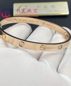 Cartier Love Bracelet 4 Diamonds Rose Gold B6036017