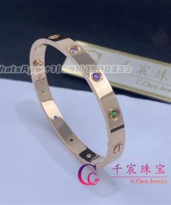 Cartier Love Bracelet Rose Gold Sapphires Garnets Amethysts B6036517
