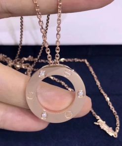Cartier Love Necklace 3 Diamonds Rose Gold B7014700