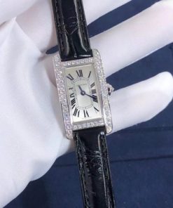 Cartier Tank Americaine Silver colored/Leather ref. WJTA0003