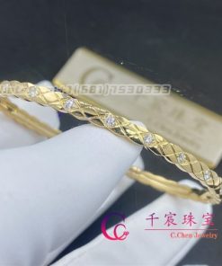 Chanel Coco Crush Bracelet Quilted Motif, Mini Version Yellow Gold Diamonds J12327