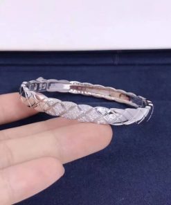 Chanel Coco Crush Bracelet Quilted Motif White Gold J11162