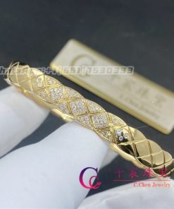 Chanel COCO Crush Bracelet Quilted Motif Yellow Gold Diamonds J11140