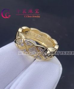 Chanel COCO Crush Ring Quilted Motif Small Version 18k yellow Gold Diamonds J10864