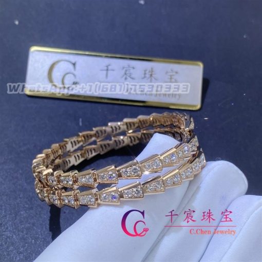 Bulgari Serpenti Viper Two-Coil Bracelet Rose Gold And Set With Pav?? Diamonds Bracelet 357272 - 图片 2