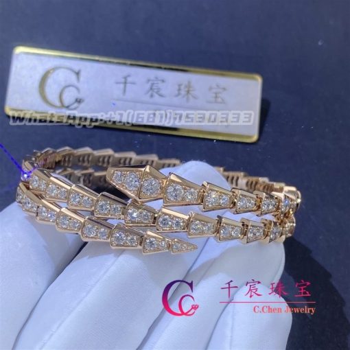 Bulgari Serpenti Viper Two-Coil Bracelet Rose Gold And Set With Pav?? Diamonds Bracelet 357272 - 图片 3
