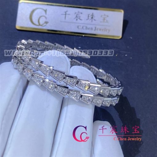 Bulgari Serpenti Viper Two-Coil Bracelet White Gold And Set With Pav?? Diamonds Bracelet 357273 - 图片 3