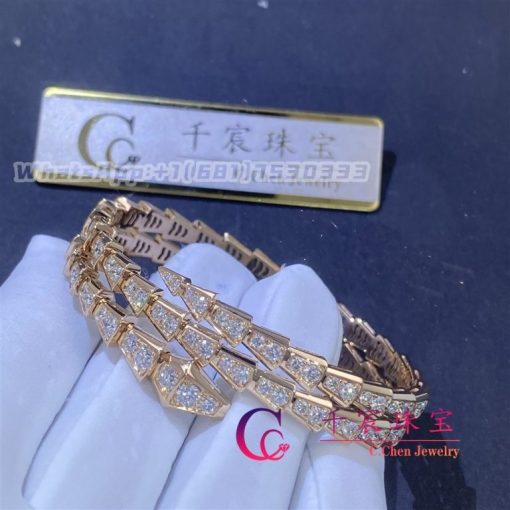Bulgari Serpenti Viper Two-Coil Bracelet Rose Gold And Set With Pav?? Diamonds Bracelet 357272 - 图片 4